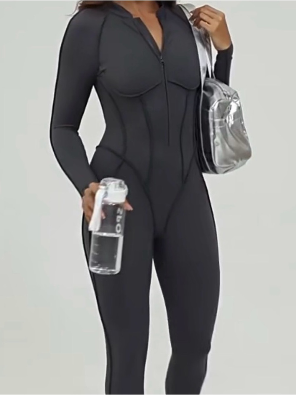Women’s Black Long-Sleeve Jumpsuit